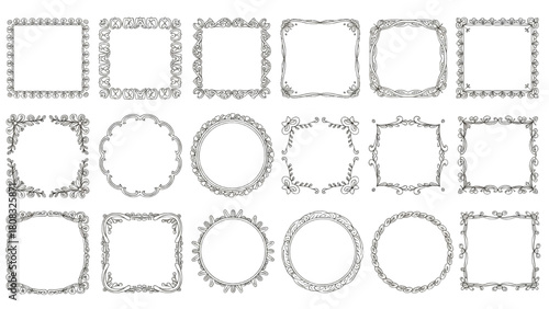 Collection of decorative ornamental frames and borders for elegant design projects