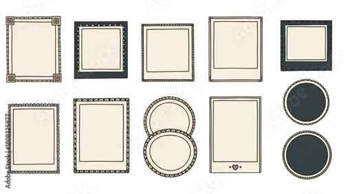 Set of classic ornamental frames and labels with decorative borders for a vintage aesthetic