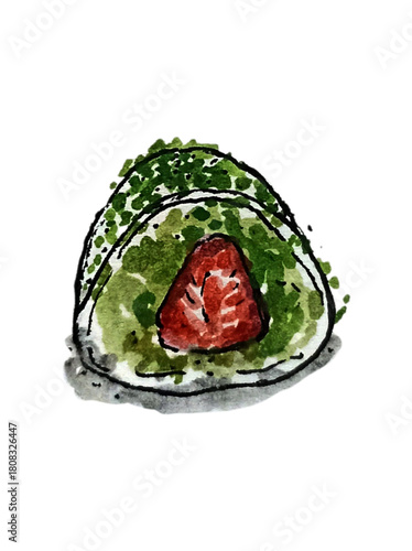 matcha strawberry  mochi hand drawing watercolor illustration
