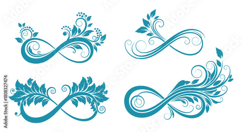 Floral infinity vector design elements for graphic design projects