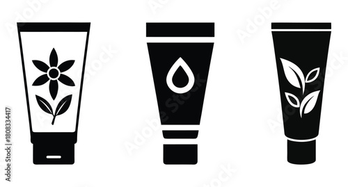 Cosmetic Tube Silhouette Icons for Skincare and Beauty Packaging