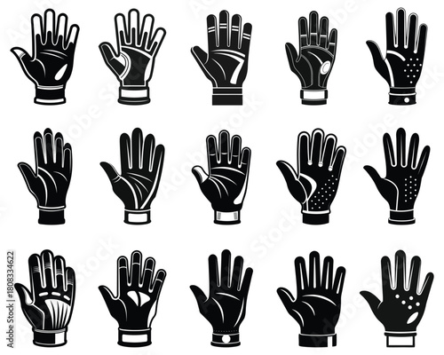 Protective Gloves Silhouette Set | Safety Handwear, Work Gloves & Industrial Palm Icons