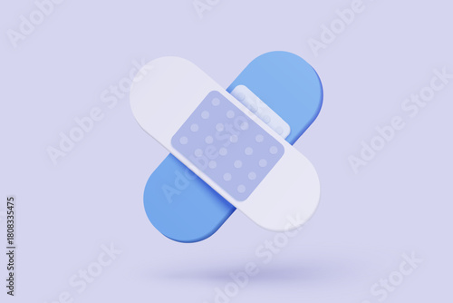 3d medical plaster icon sign. Adhesive bandage for aid of wound. breathable bandage for accident or surgery. Medicine plaster strips for first aid. 3d health care icon vector render illustration