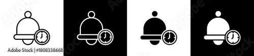 Reminder icon variations in line and glyph style on black and white background