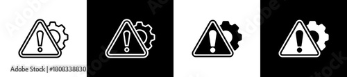 Hazards icon variations in line and glyph style on black and white background