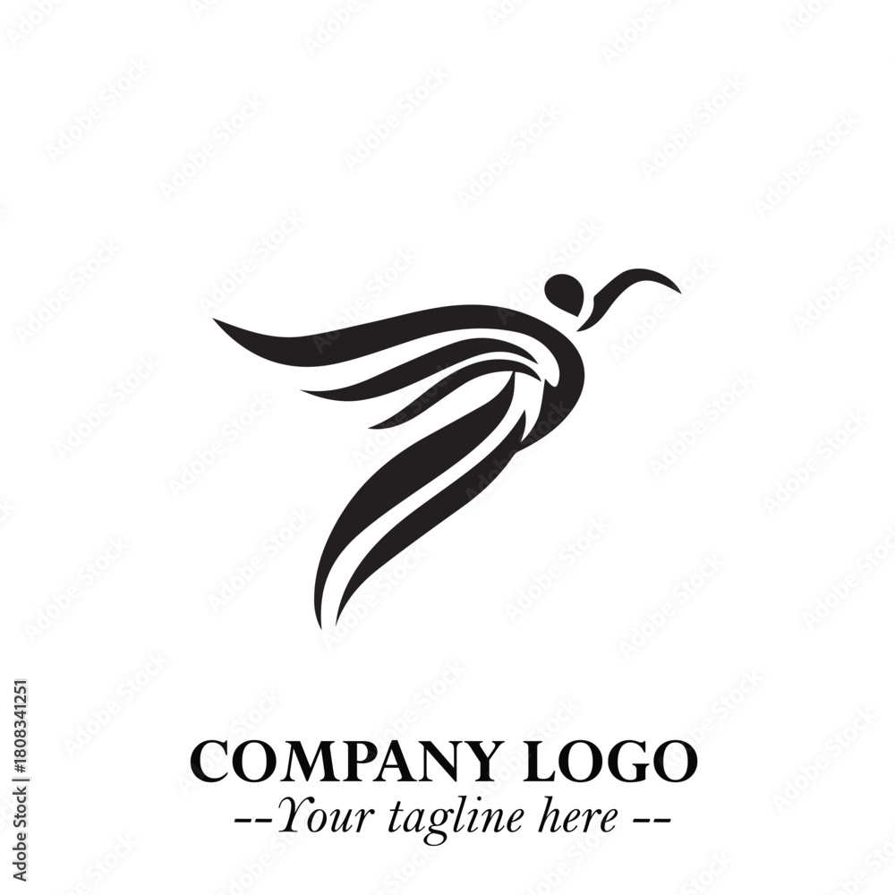 Fototapeta premium Woman Swimming Logo Symbol in Clean Minimal Vector Illustration on White Background