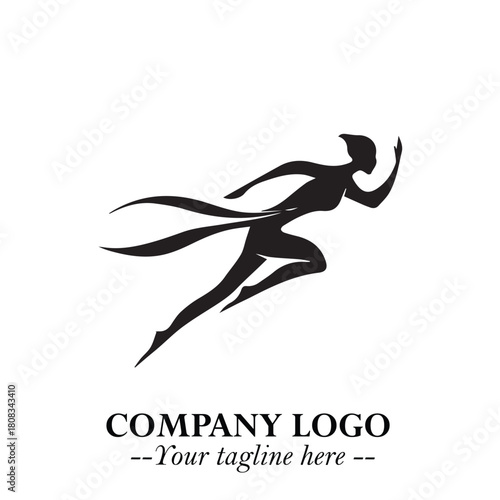 Woman Swimming Logo Symbol in Clean Minimal Vector Illustration on White Background