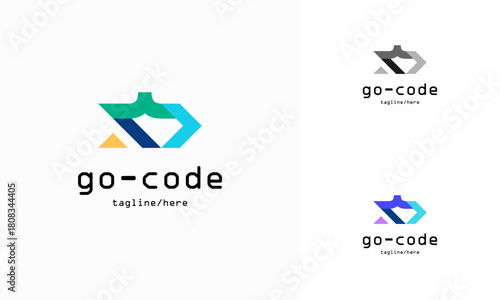 Go Code logo designs concept vector, Coding logo with arrow symbol