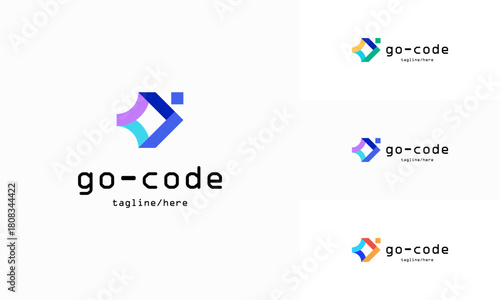 Go Code logo designs concept vector, Coding logo with arrow symbol