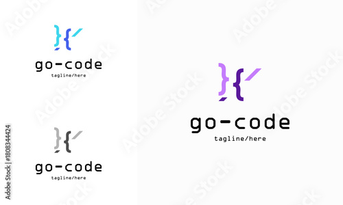 Go Code logo designs concept vector, Coding logo with arrow symbol