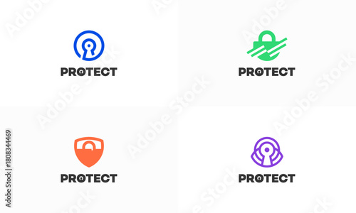 Set of Protection logo Security concept, Security Technology logo