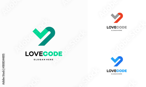 Love Code logo designs concept vector, Coding and Love symbol