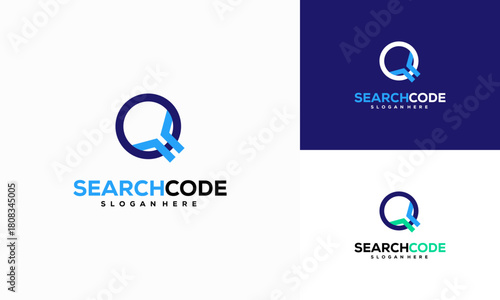 Search Code logo designs concept Vector, Coding logo template