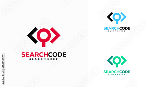 Search Code logo designs concept Vector, Coding logo template