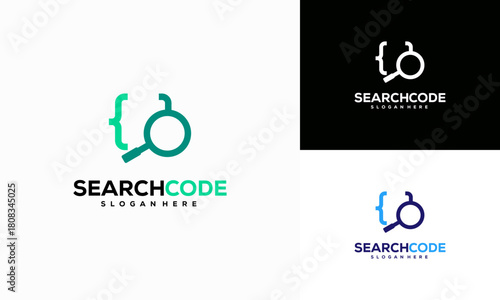 Search Code logo designs concept Vector, Coding logo template
