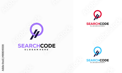 Search Code logo designs concept Vector, Coding logo template
