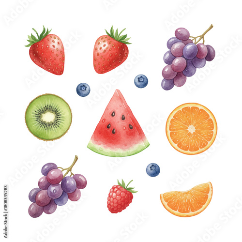 watercolor fresh fruits bundle collections