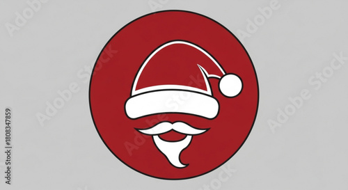 Santa claus face vector illustration christmas holiday season xmas december celebration hat beard mustache icon