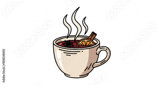 Delicious mulled wine recipe traditional christmas holiday drink spiced wine illustration winter beverage cup