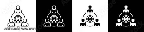 Community icon variations in line and glyph style on black and white background