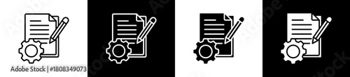 Prototyping icon variations in line and glyph style on black and white background