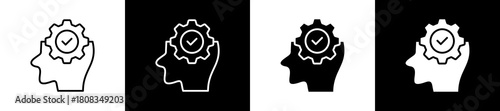 Skills icon variations in line and glyph style on black and white background