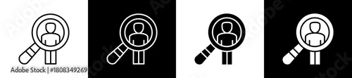Recruit icon variations in line and glyph style on black and white background