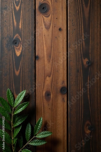 Dark brown pine wood texture, grunge style flat lay , wooden table, top view