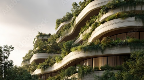 Green Terrace Architecture Showcasing Modern Sustainable Design