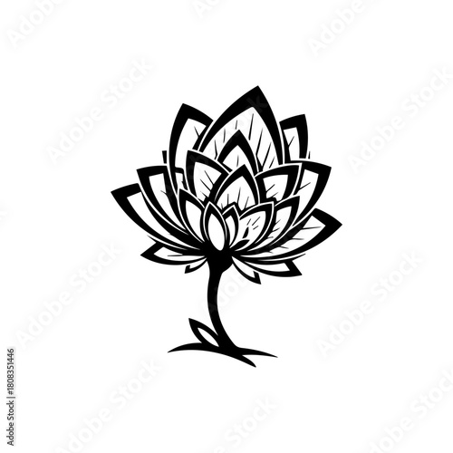 Lotus Flower in Full Bloom Elegant Vector Illustration