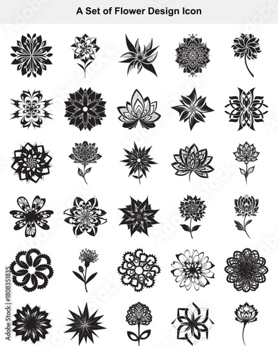 Abstract Flower Design Icons A Collection of Unique Floral Elements