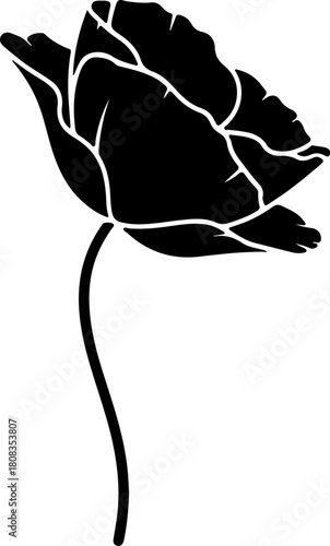 Elegant Poppy Flower Silhouette for Graphic Design Projects