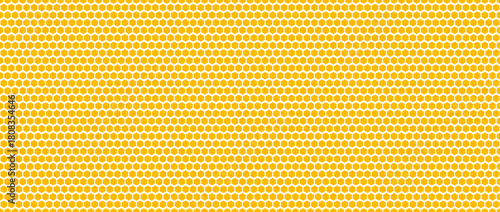 Seamless honeycomb pattern texture. Yellow repeated hexagon grid background. Golden honey beehive mosaic shape wallpaper. Orange repeating geometric hexagonal structure. Vector backdrop