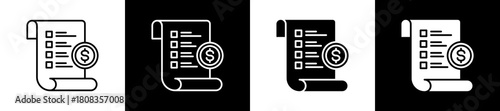 Pricing  icon variations in line and glyph style on black and white background