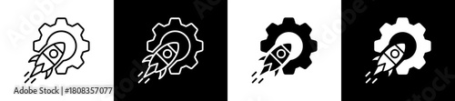 Release  icon variations in line and glyph style on black and white background