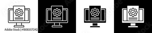 Troubleshooting  icon variations in line and glyph style on black and white background
