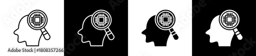 Cybernetics  icon variations in line and glyph style on black and white background
