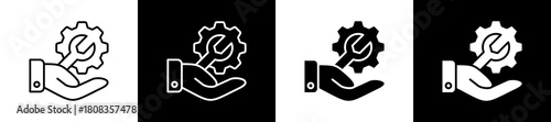 Services  icon variations in line and glyph style on black and white background