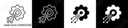 Mems Sensors  icon variations in line and glyph style on black and white background