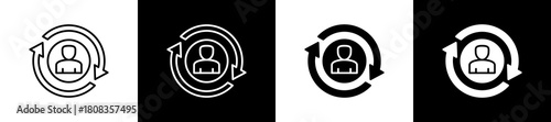 Interactivity  icon variations in line and glyph style on black and white background
