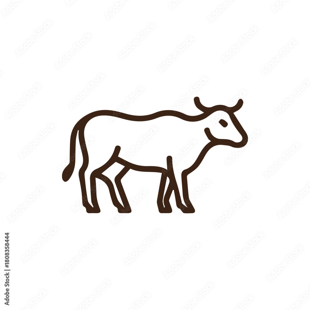 Fototapeta premium Stylized Bovine Outline Graphic Perfect for Agricultural Livestock and Milk Products