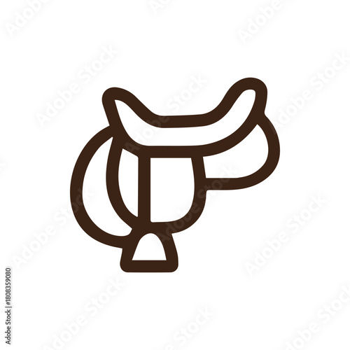 Equestrian Saddle Gear Outline Icon Perfect for Riding and Western Themes