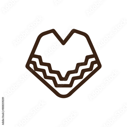 Stylish Poncho Outline Icon Depicting Traditional Apparel and Cultural Garment