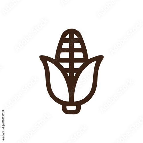 Delicious Corn Ear Outline Icon Representing Harvest and Healthy Farm Produce