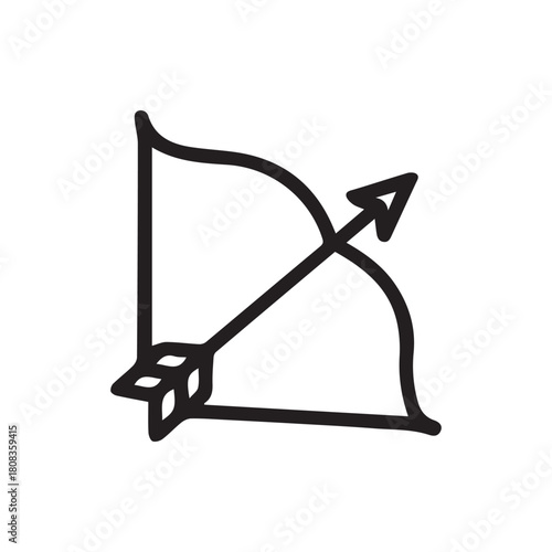 Minimalist Archery Bow and Arrow Black Line Art Vector Graphic Design Element