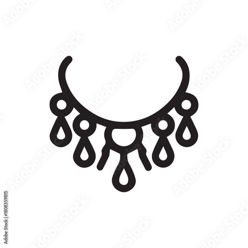 Elegant Dangle Charm Necklace Icon Simple Jewelry Design Outline Graphic Aesthetic Adornment