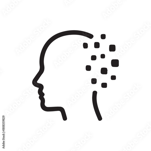 Human mind turning to digital data symbolizing memory loss or AI