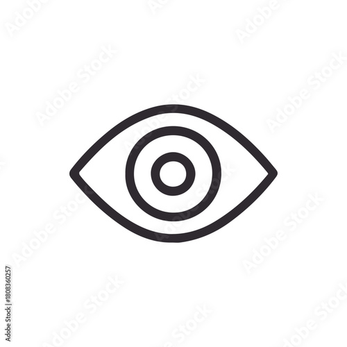 A simple eye icon representing vision visibility and a clear perspective line art