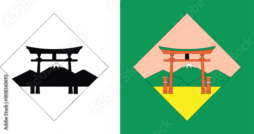 Iconic Japanese Torii gate and Mount Fuji silhouette creating a serene and spiritual travel destination vibe