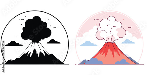 Dynamic volcano erupting with smoke and ash creating a powerful natural spectacle for educational or design projects